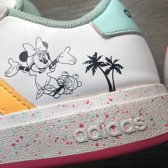 Adidas Shoes Kids 1 1/2 Girls Grand Court X Disney Low Top Sneakers ID8024 White - Picture 7 of 11